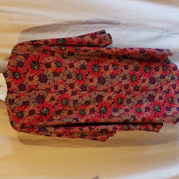 Lularoe Purple and Red Flower Print Lindsay Kimono Cardigan Size L - Picture 4 of 13
